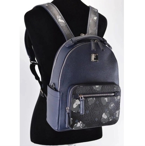 MCM Handbags - NWT $1190 MCM Stark Backpack Navy Black Silver